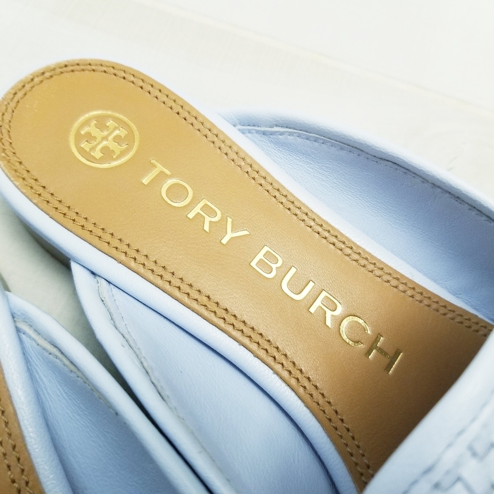 {6M} Tory Burch Jessa Woven Backless Loafer Icy Blue - Picture 12 of 15